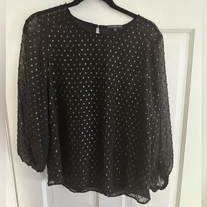 Black with gold detail 3/4 blouse